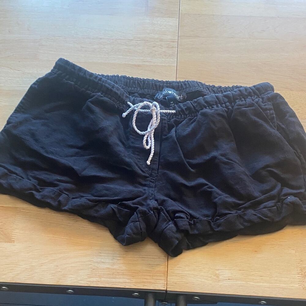 Derek Heart Black Shorts with White Drawstring
